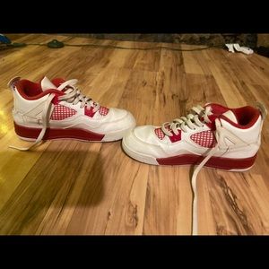 red and white Jordan’s
